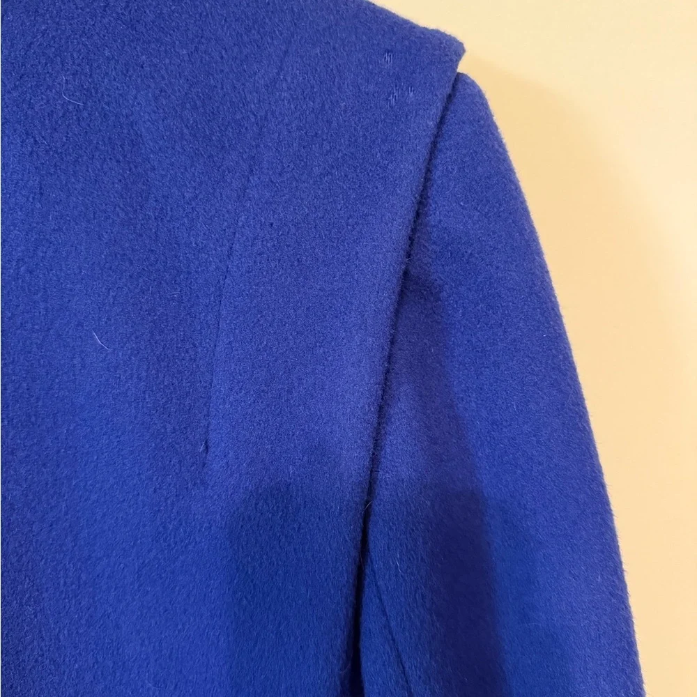John Weitz Vintage Vibes 60s Inspired Sapphire Blue Wool Women's Pea Coat - Picture 12 of 16